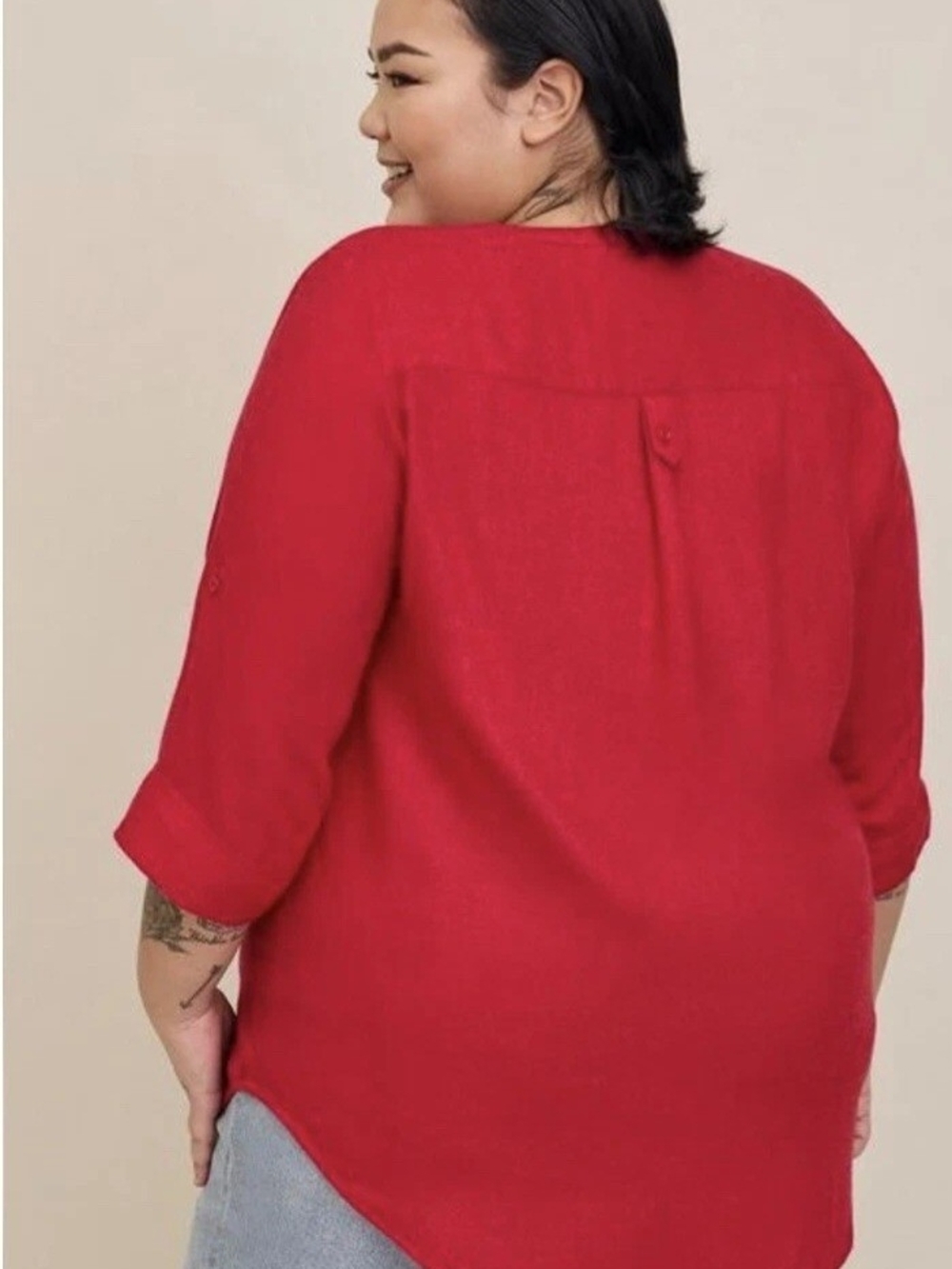 NWT Torrid Harper Red Brushed Rayon 3/4 Sleeve Tunic Blouse Size 3X Plus